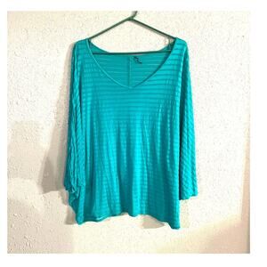 Lane Bryant Women’s 18/20 green blouse Top shirt cropped oversized sheer boxy